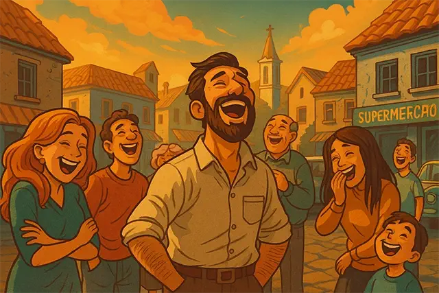 Todo el pueblo reía sin control