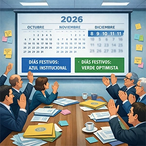 Una sala de reuniones, donde se aprueba el calendario de año 2026