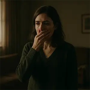 Un olor intenso hace que María se cubra la boca con la mano