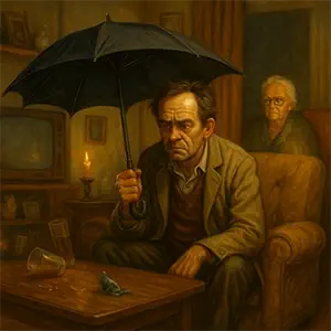 Detector de mentiras paraguas flotando