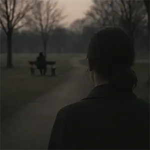 Persona de espaldas  sentada en un banco del parque