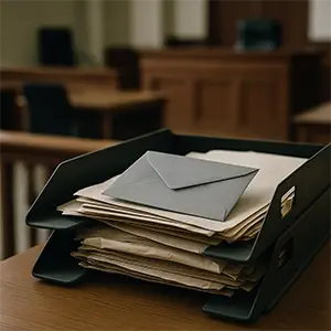 una carta sobre un archivador con otros documentos