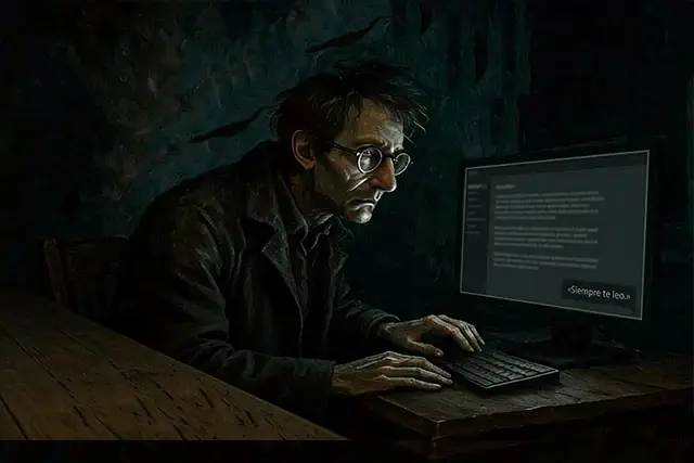 Persona leyendo un comentario en el ordenador, que solo pone, Siempre te leo